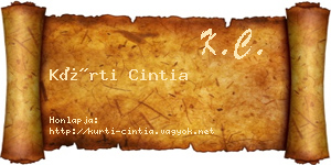 Kürti Cintia névjegykártya
